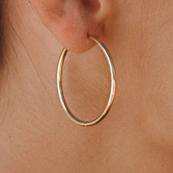 Jewelry - Minimalist Gold Hoop Earrings Waterproof 30mm Lightweight Hoops  Everyday